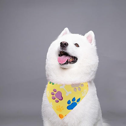 Paw Print Dog Bandanas for Large Dogs Breed 33 Inch 7PCS