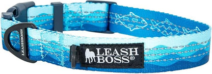 Leashboss Patterned Reflective Dog Collar 16.5"-25" Neck 1" Wide,