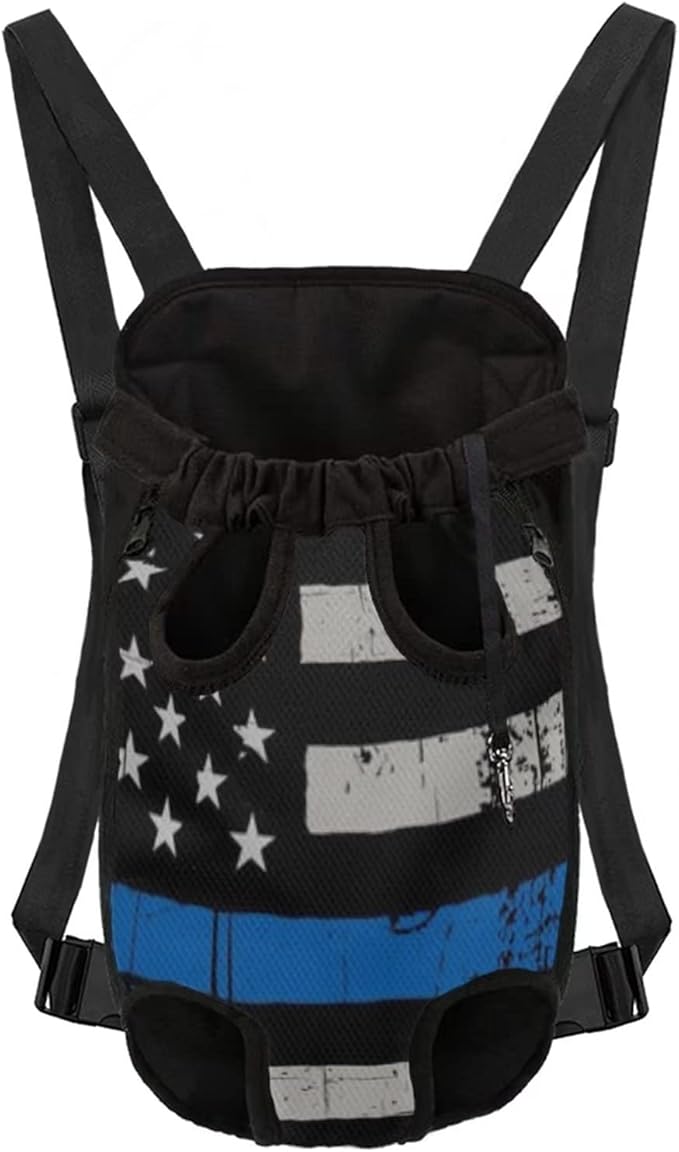 US Flag Design Pet Backpack Holder for Front Chest Bag,Durable Dog Cat Sling Carrier Fit Small Medium Large Puppy Rucksack for Travel with Adjustable Straps,L