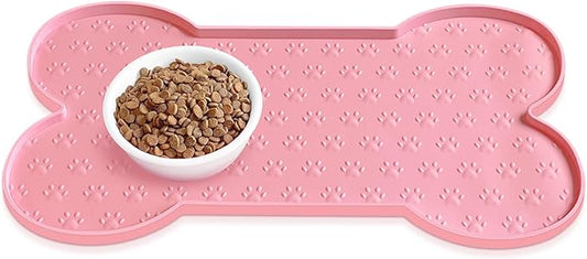 Dog Food Mat Anti-Slip Silicone Dog Bowl Mat Thicker Pet Placemat Waterproof Cat Feeder Pad with Raised Edge Puppy Kitten Feeding Mats Suitable Small Medium-Sized Dogs Cats Eating Tray