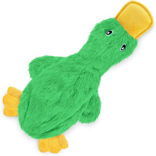 Best Pet Supplies Crinkle Dog Toy for Small, Medium, and Large Breeds, Cute No Stuffing Duck with Soft Squeaker, Fun for Indoor Puppies and Senior Pups, Plush No Mess Chew and Play - Light Green