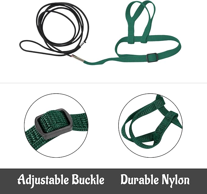 2 pcs Pet Parrot Bird Harness and Leash, Adjustable Training Design Anti-Bite, Outdoor Flying Training Rope Kit for Bird Parrots Fits Birds Chest Between24-51cm /9.45-20inch - M (Green)