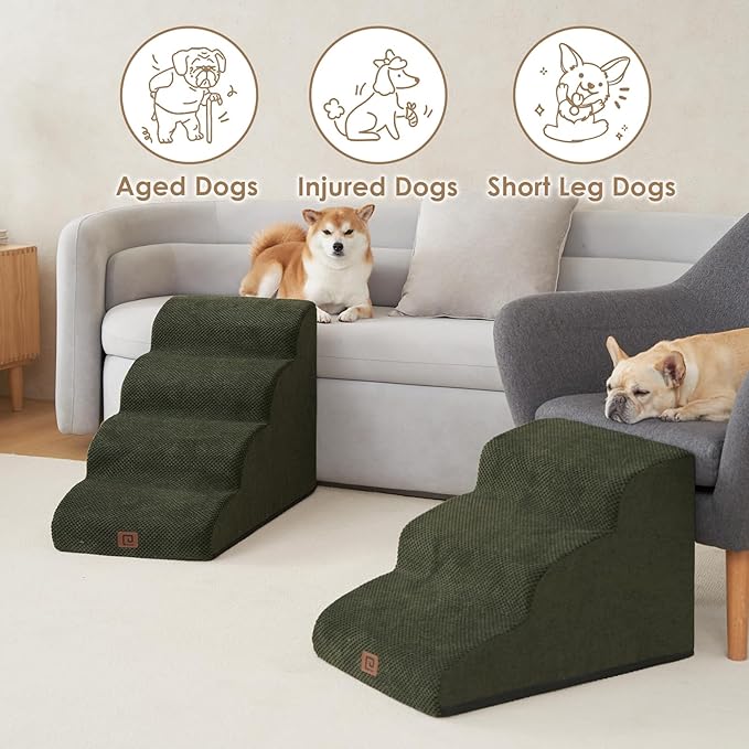 EHEYCIGA Curved Dog Stairs for High Beds 19.7" H 4-Step Dog
