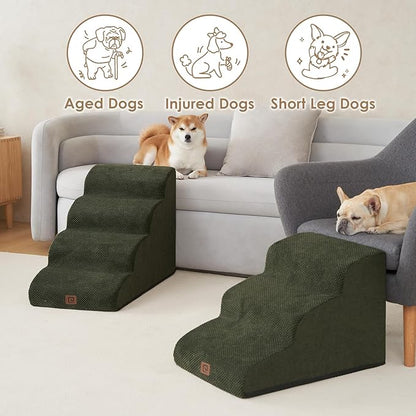 EHEYCIGA Curved Dog Stairs for High Beds 19.7" H 4-Step Dog