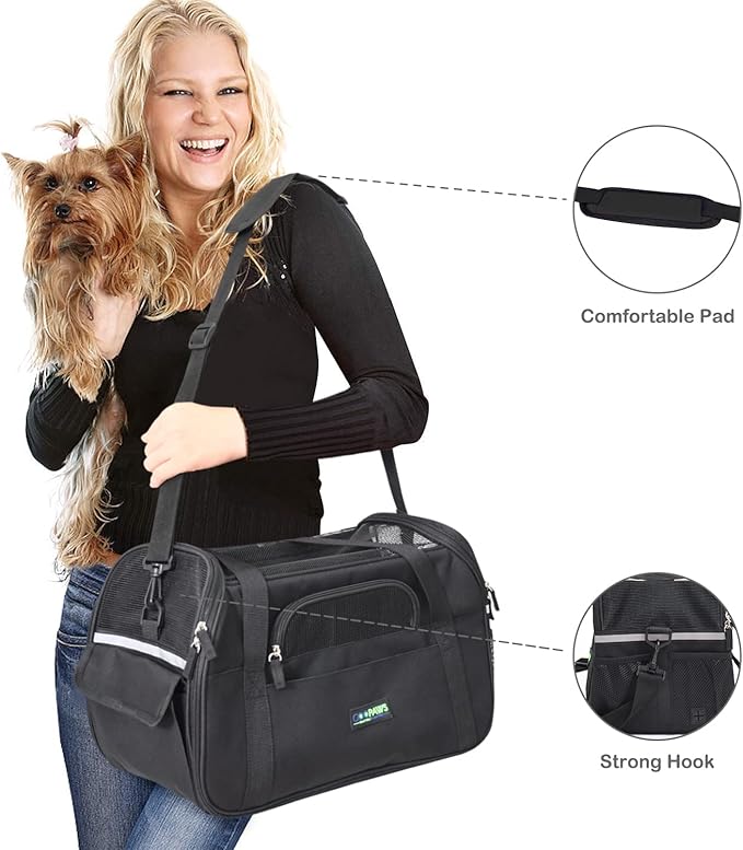 JESPET Soft-Sided Kennel Pet Carrier for Small Dogs, Cats, Puppy, Airline Approved Cat Carriers Dog Carrier Collapsible, Travel Handbag & Car Seat