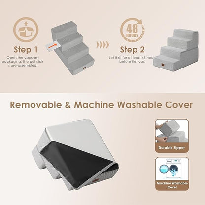 EHEYCIGA Dog Stairs for Bed 18”H 4-Step Dog