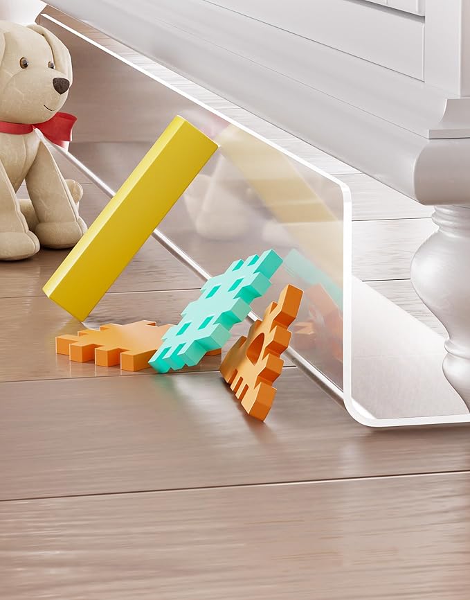 (8 Pack) Clear Under Furniture Blocker, Couch Guards for Bottom Gap, Sofa Dresser Underneath Toys or Pets Stopper for Home