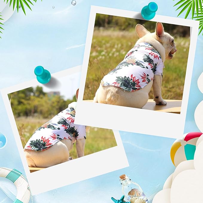 Dog Hawaiian Shirt Hawaii Style Summer Dog Clothes Boy Girl Breathable Cool Costume Beach Seaside Sweatshirt for Small Puppy Polo T-Shirt Pet Outfit