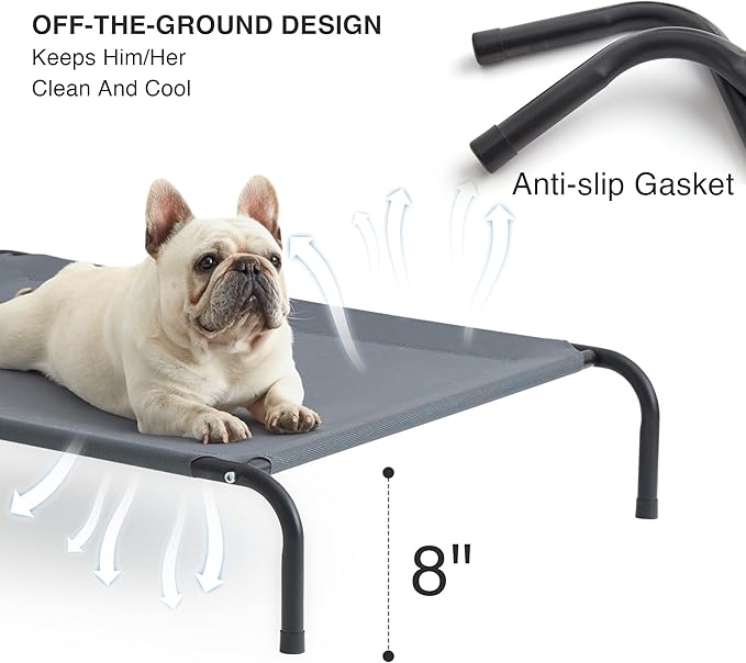 Love's cabin Elevated Cooling Dog Bed for Medium Dogs Beach,Grey,43 inches