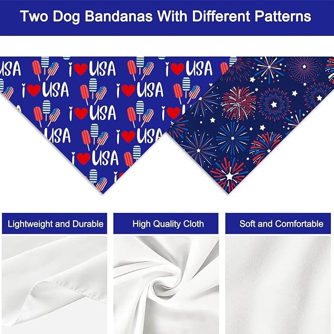 4th of July Dog Bandanas 2 Pack,