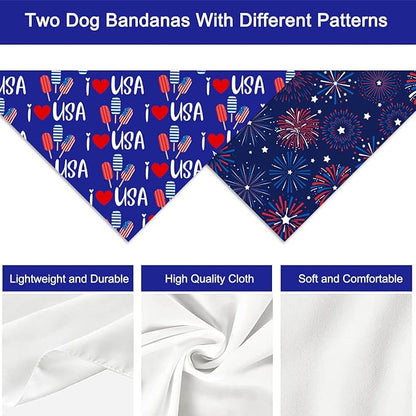 4th of July Dog Bandanas 2 Pack,