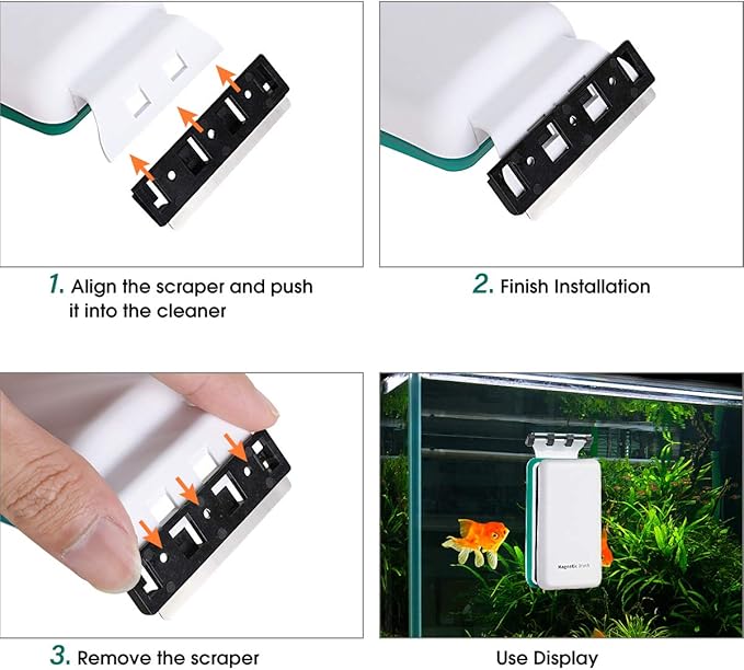 KEDSUM Magnetic Aquarium Glass Cleaner, Fish Tank Algae Scraper Glass Cleaner for Aquariums，2 in 1 Floating Clean Brush Tool with 2 Blades [Scratch-Free, Non-Slip, magnetizing]