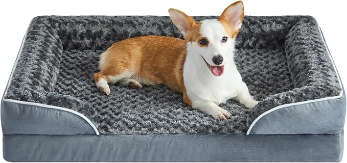 WNPETHOME Waterproof Dog Beds for Medium Dogs, Orthopedic Medium Dog Bed with Sides, Big Dog Couch Bed with Washable Removable Cover, Pet Bed Sofa with Non-Slip Bottom for Sleeping