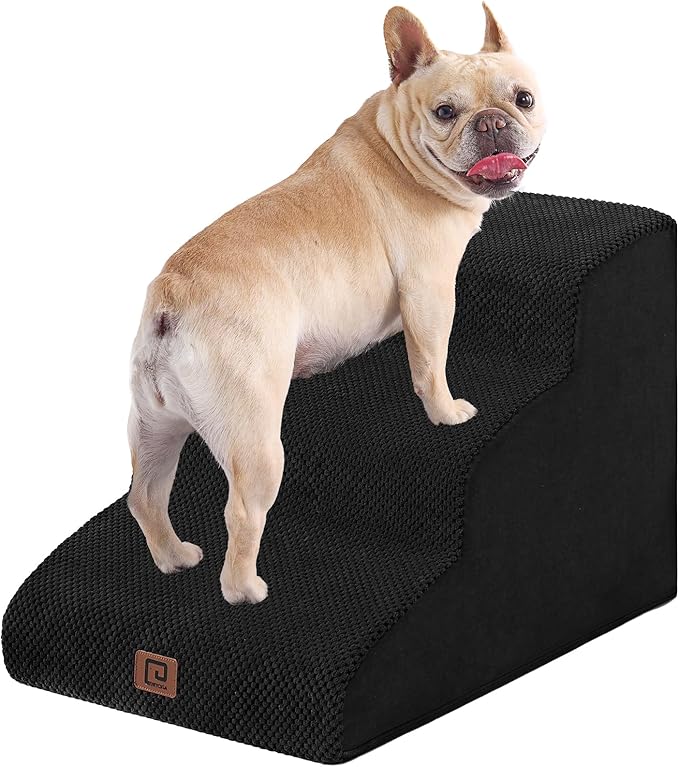 EHEYCIGA Curved Dog Stairs for Small Dogs 15.7" H 3-Step Dog