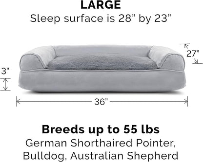 Furhaven Pillow Dog Bed for Large/Medium Dogs w/ Removable Bolsters & Washable Cover