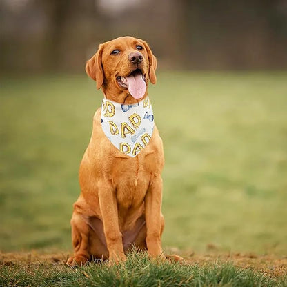 10PCS Father's Day Dog Bandanas for Extra Large XL XXL Triangle Bibs Head Scarves for Boys Girls Grooming Accessories Costume