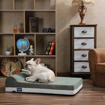 Laifug Orthopedic Memory Foam Dog Bed with Pillow and Durable Water Proof Liner & Removable Washable Cover & Smart Design Medium (34"x22"x7")