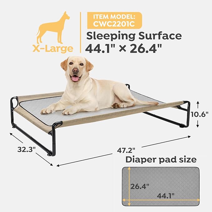 Veehoo Elevated Dog Bed with Washable Dog Pee Pads 100% Waterproof CWC2201CCP