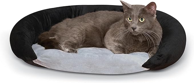 K&H Pet Products Self-Warming Bolster Bed Pet Bed Gray/Black 14" x 17"