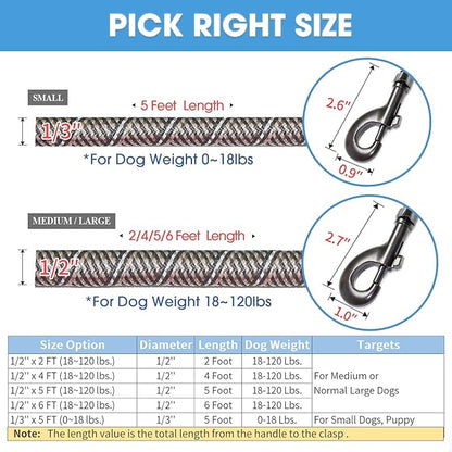 BAAPET 2/4/5/6 FT Dog Leash with Comfortable Padded Handle and Highly Reflective Threads for Small Medium and Large Dogs (5FT-1/2''