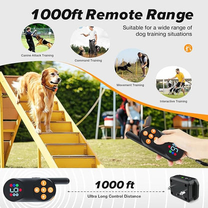 Dog Training Collar with Remote 1000FT Electric 3 Modes, Lock,IPX7 Waterproof