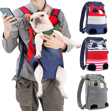 Dog Carrier Backpack, Pet Front Carrier Backpack Legs Out Dog Chest Carrier for Small Medium Dogs, Hands-Free Cat Backpack Carrier Dog Travel Backpack Airline Approved Hiking Bike Motorcycle