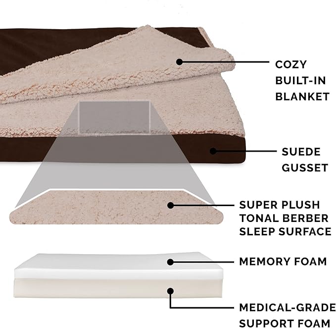 Furhaven Memory Foam Dog Bed for Large Dogs w/ Removable Washable Cover 95 lbs