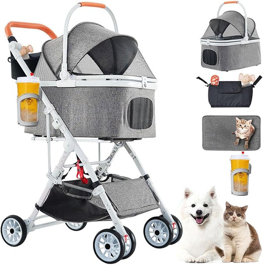 Pet Stroller 33 Lbs,Adjustable Handle,180˚ Convertible