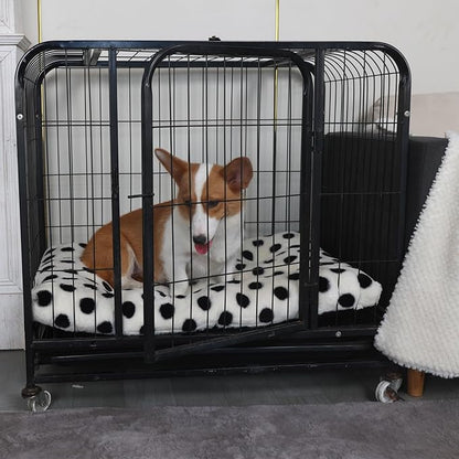 30 Inch Crate Pad for Medium Dogs Washable Dog Crate Pad 30x19 Anti-Slip Crate Bed Medium Dog Crate Bed, White with Black Dots