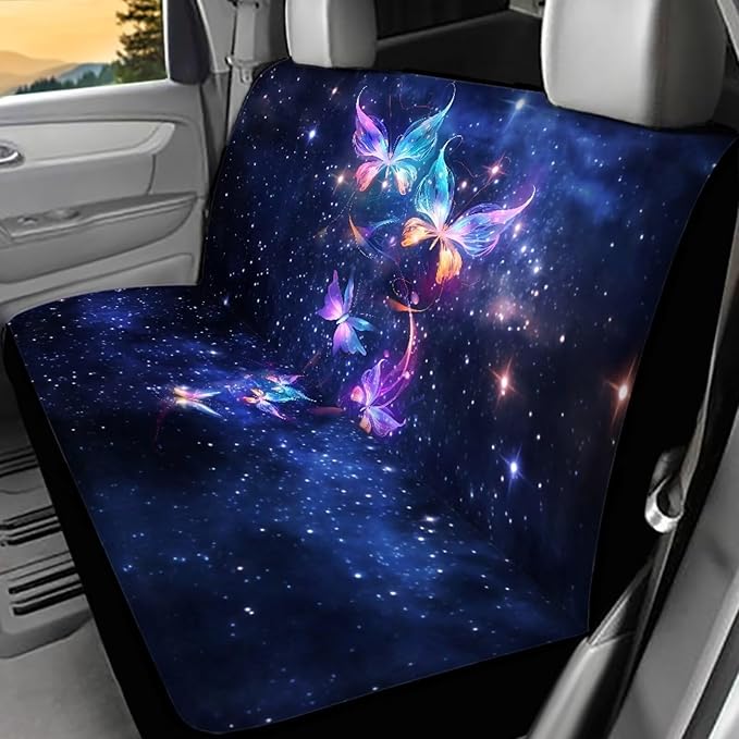 AFPANQZ Galaxy Butterfly Car Rear Seat Covers Split 2 Pack
