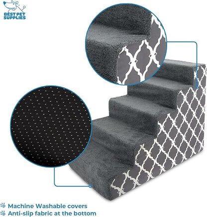 Best Pet Supplies Foam Pet Steps Cover for Small Dogs and Cats 5-Step (Cover