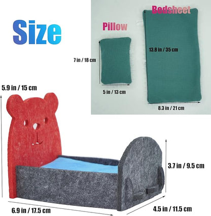 Felt Hamsters Bed, Small Animal Bed with Soft Mat, Small Pets Gift for Small Chinchilla Hamsters Hiding Sleeping(Black)