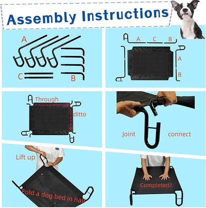 Outdoor Elevated Dog Bed 65 lbs,Black