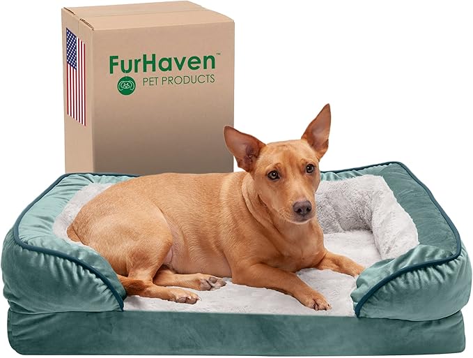 Furhaven Orthopedic Dog Bed for Medium/Small Dogs w/ Removable Bolsters & Washable Cover 35 lbs