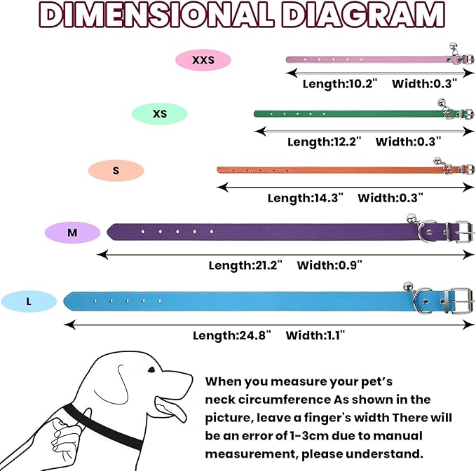S Dog Collar for Small Dogs Adjustable Dog Collars Cat Collar for Small Medium Large Dogs 3/8 inch Width (Purple