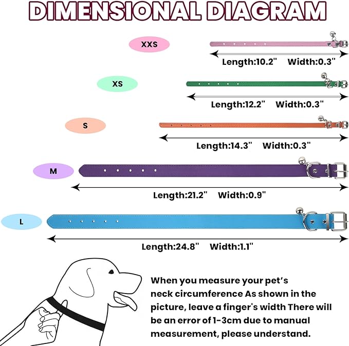 L Dog Collar for Small Dogs Adjustable Dog Collars Cat Collar for Small Medium Large Dogs 1.18 inch Width (HotPink