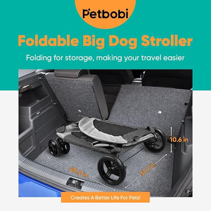 Petbobi Animal Stroller for Large Pet Jogger Stroller 2 Dogs 4 Wheel 120 lbs