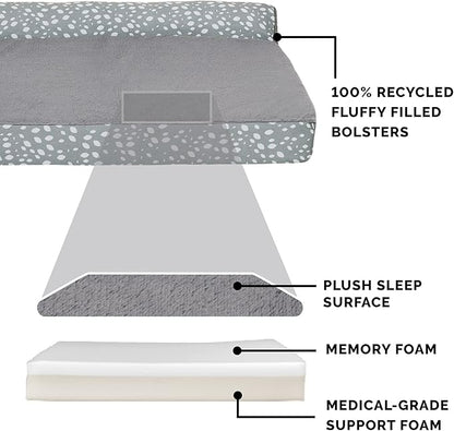 Furhaven Memory Foam Dog Bed for Large Dogs w/ Removable Bolsters & Washable Cover 95 lbs