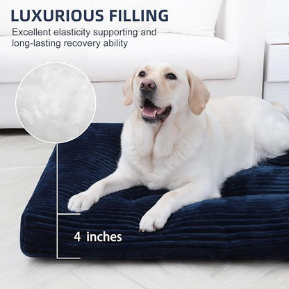 Dog Crate Bed Washable Dog Beds for Extra Large Dogs Deluxe Thick Flannel Fluffy Comfy Kennel Pad Anti-Slip & Anti-Scratch Pet Sleeping Mat 41 x 27 Inch,