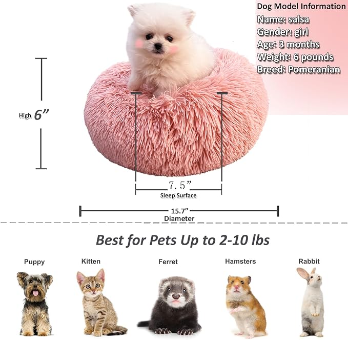 Pink Puppy Bed 15 Inch Washable 5 lbs
