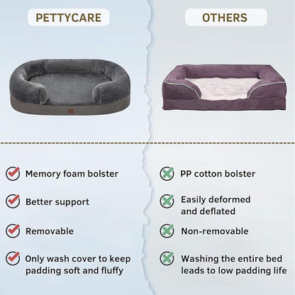 pettycare Orthopedic Dog Bed for Medium Dogs with Memory Foam 30” Dark