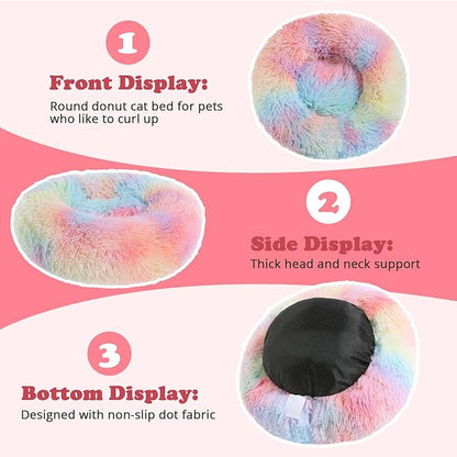 JOLLYVOGUE Calming Donut Dog Bed & Cat Bed (20")
