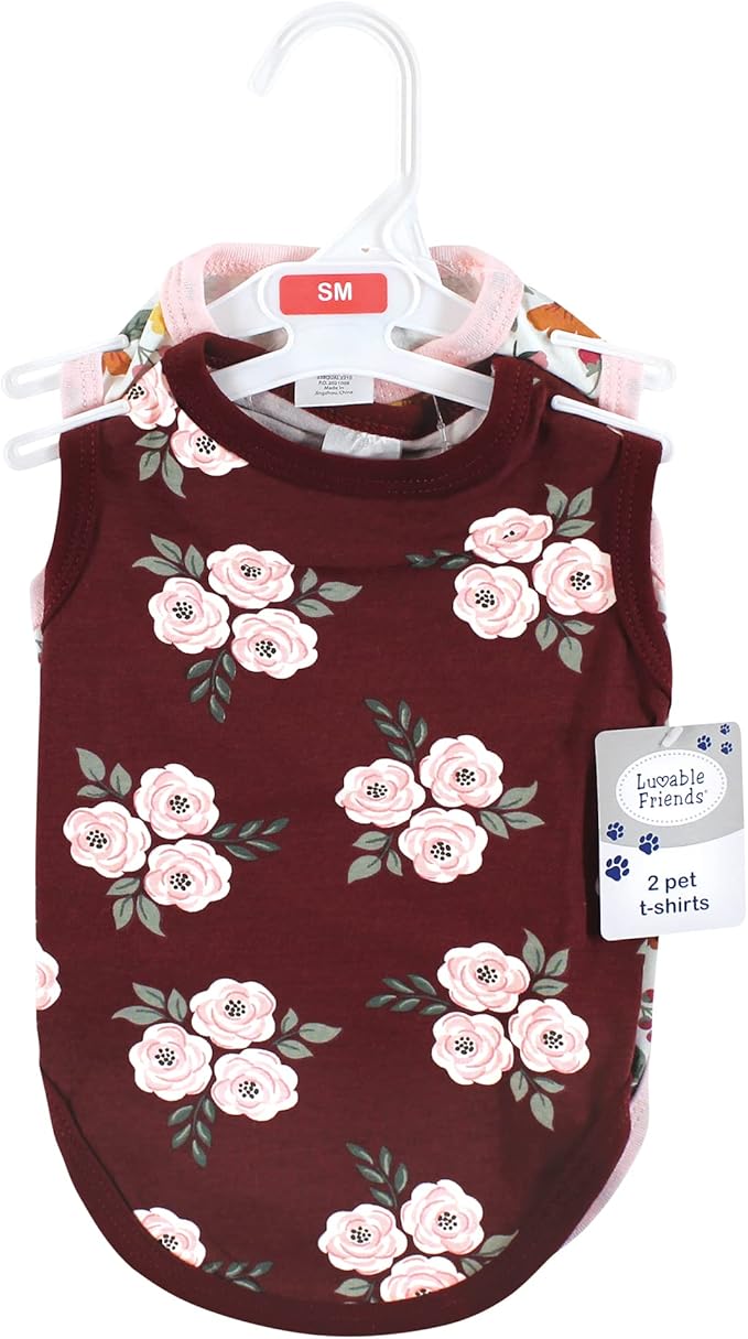 Luvable Friends Dog Pet Dog and Cats Cotton T-Shirts 2pk