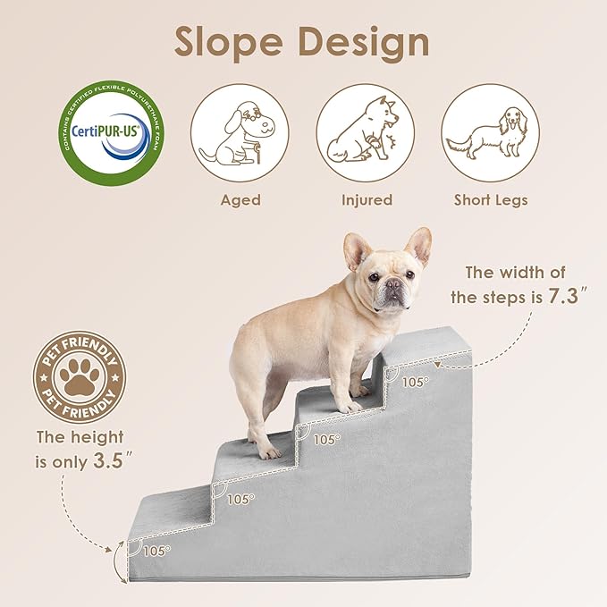 EHEYCIGA Dog Stairs for Small Dog 19.7”H 4-Step Slope