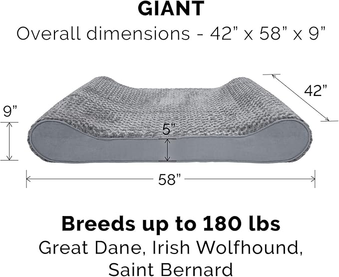 Furhaven Orthopedic Dog Bed for Extra Large Dogs w/ Removable Washable Cover 180 lbs