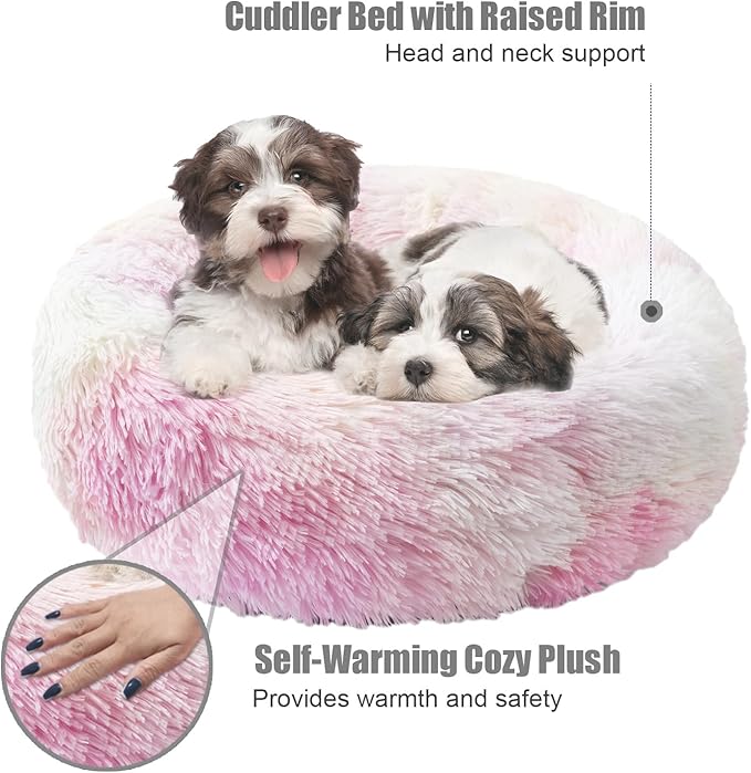 Aurako Cat Bed Dog Bed Round Cushion Pet 23" Iridescent