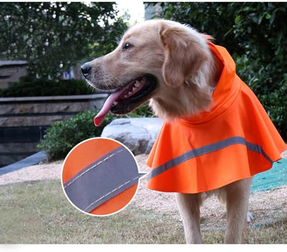 NACOCO Large Dog Raincoat Adjustable Pet Water Proof Clothes Lightweight Rain Jacket Poncho Hoodies with Strip Reflective (XXL