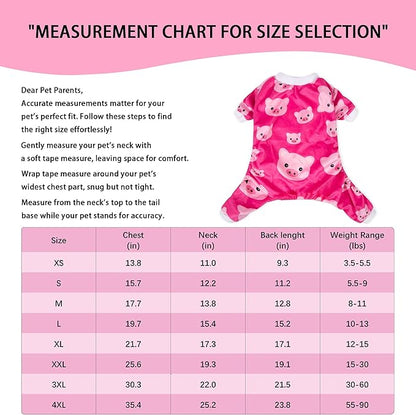 Paiaite Dog Pajamas Onesie: Comfortable Four-Legged Apparel for Small, Medium, & Large Dogs, Polyester Material for Comfort, Wrinkle Resistance, Moisture Wicking, and Stretchiness Pink Pig XS