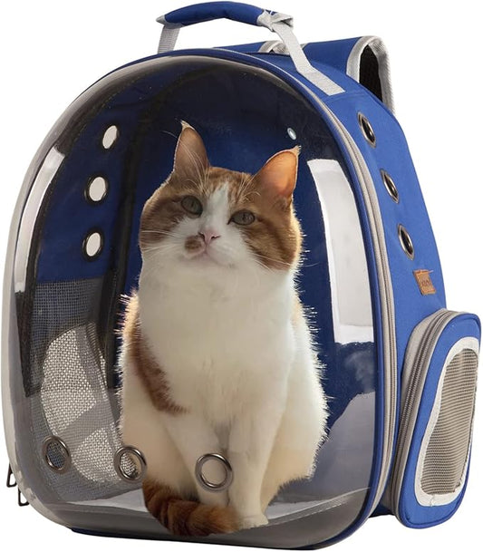 Cat Backpack Carrier Bubble Bag, Transparent Space Capsule Pet Carrier Dog Hiking Backpack, Small Dog Backpack Carrier for Cats Puppies Airline Approved Travel Carrier Outdoor Use Blue