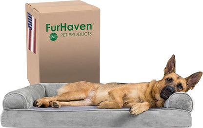 Furhaven Memory Foam Dog Bed for Large Dogs w/ Removable Bolsters & Washable Cover 95 lbs